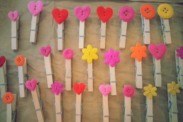 Cute Clothespins for Kids' Art Wall