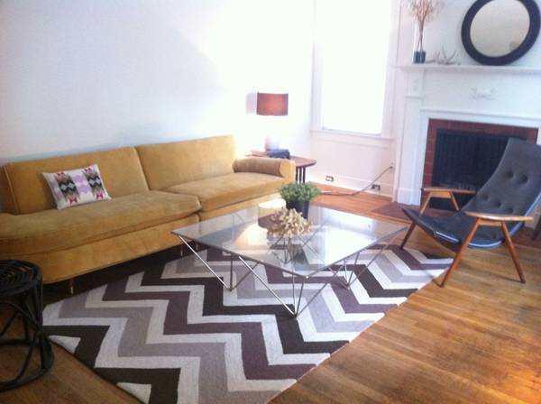 Gray Chevron Wool Rug