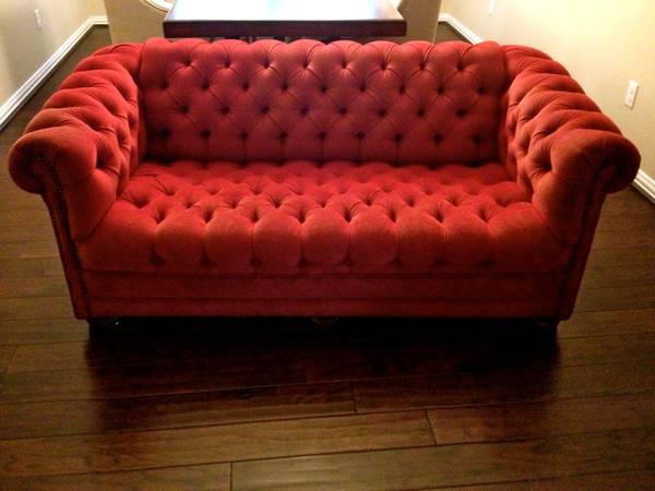 Red Chesterfield Tufted Sofa