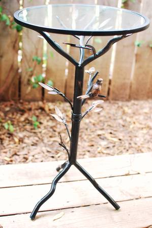 16-Iron and Glass Accent Table