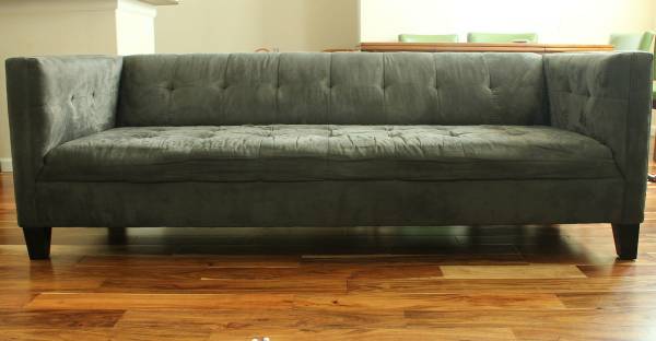 Modern Gray Velvet Tufted Sofa