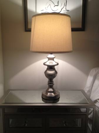 Pair of Brushed Nickel Lamps