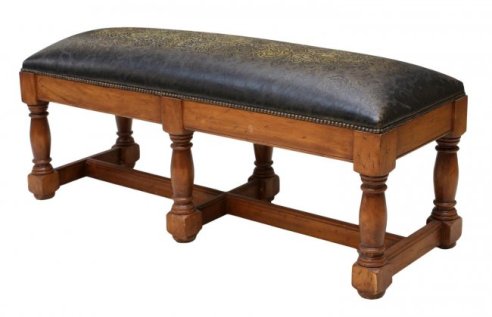 17 Embossed Leather Top Bench