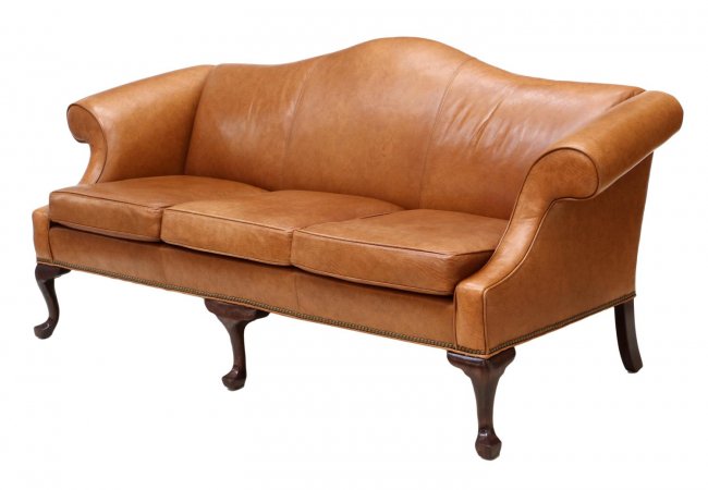 18 Ethan Allen Camel Back Leather Sofa