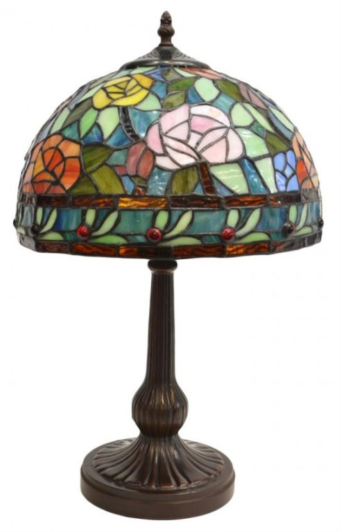 23 Stained and Leaded Floral Table Lamp