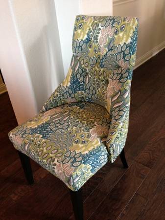 Blue and Lime Patterned Accent Chair