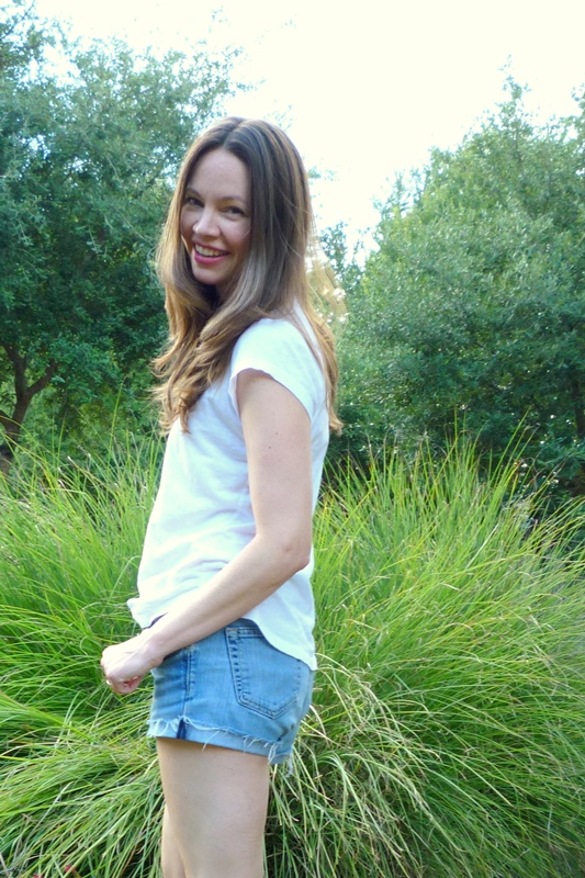 Cutoffs with White Tee 2
