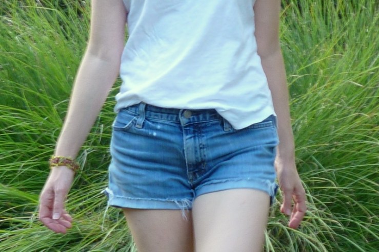 Cutoffs with White Tee 5