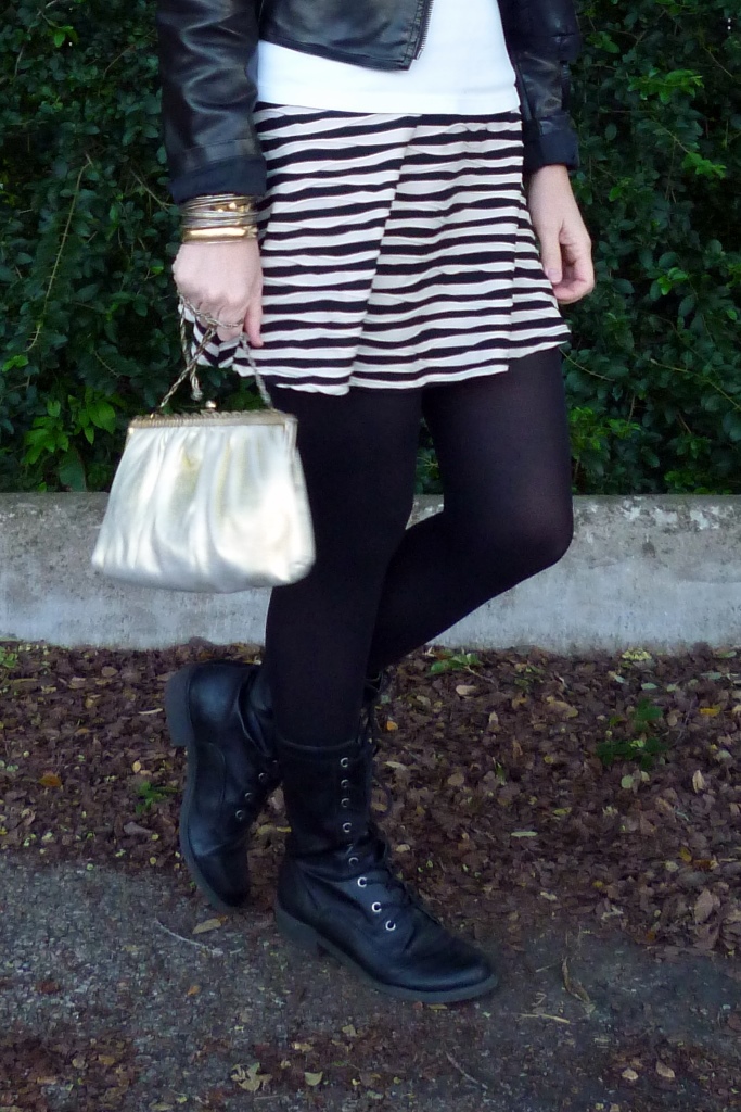Black Lace-Up Boots with Tights