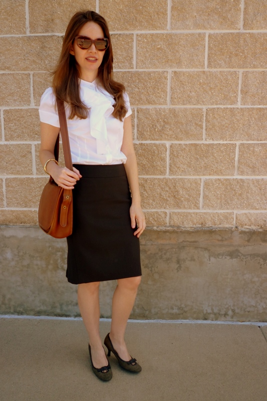 Pencil Skirt and Ruffle Collar Shirt 1
